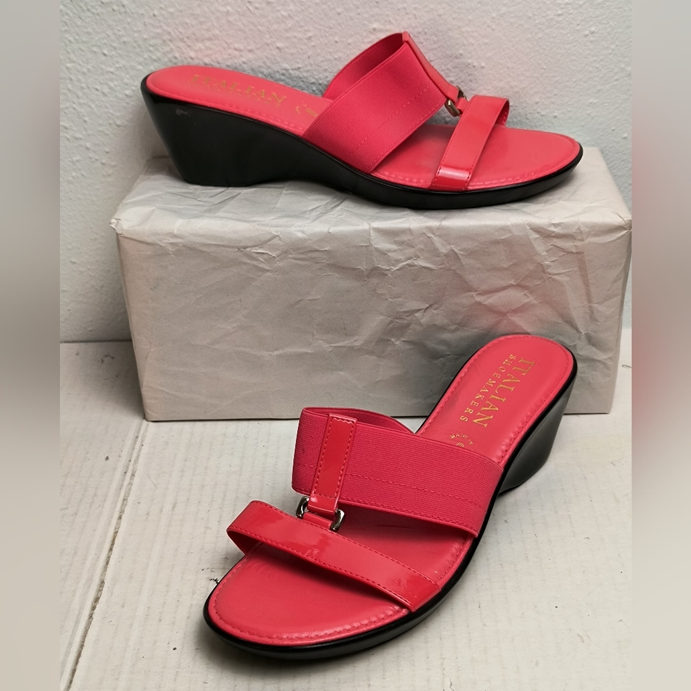 Italian Shoemakers 9.5 Coral Wedges Slide Sandals Shoes